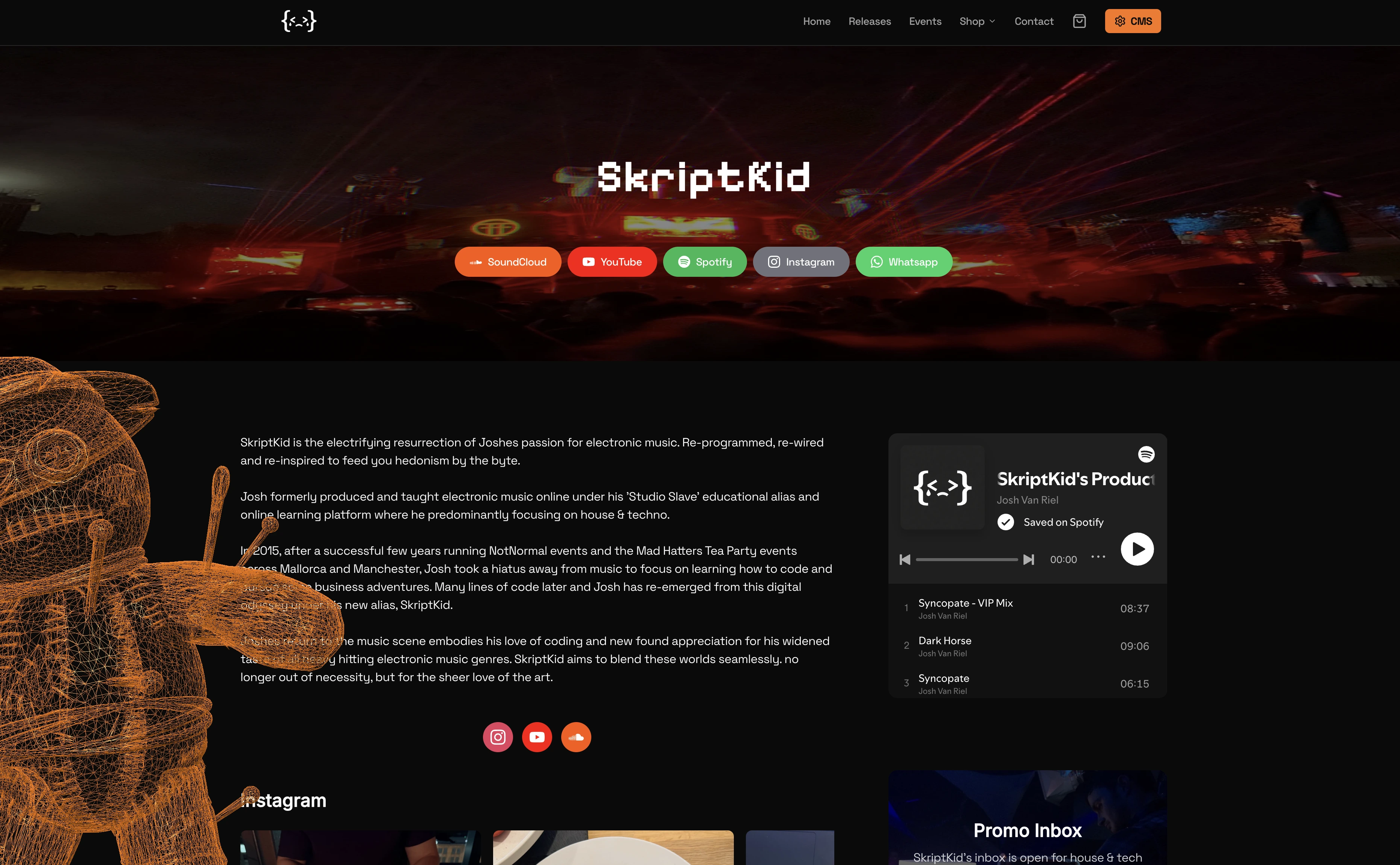 A live artist website built on SoundOps